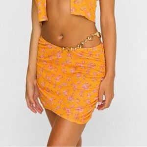 Floral Orange Skirt by Beach Bunny XS